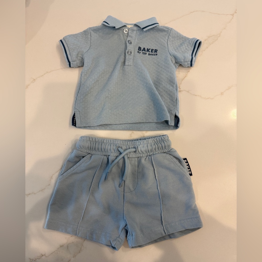 BAKER by Ted Baker baby boy two piece polo tee and shorts set